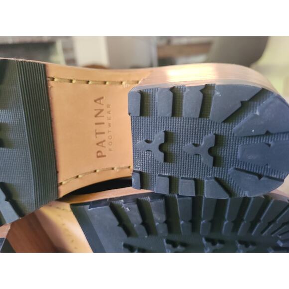 Patina Women’s Black Leather Ankle Boots Size 10 NWOT Block Heel Lug Sole - Picture 5 of 7